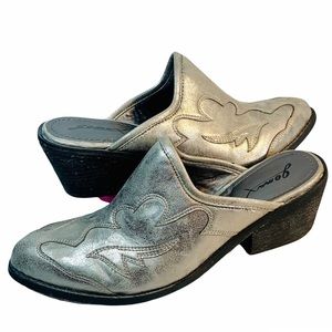 Jomax Cowboy Mules Size 8 Silver Metallic